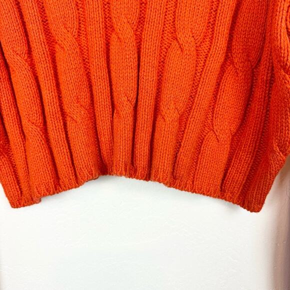 NWT Madewell Women's Cable Knit Fisherman Sweater in Roasted Squash Orange - Picture 8 of 13